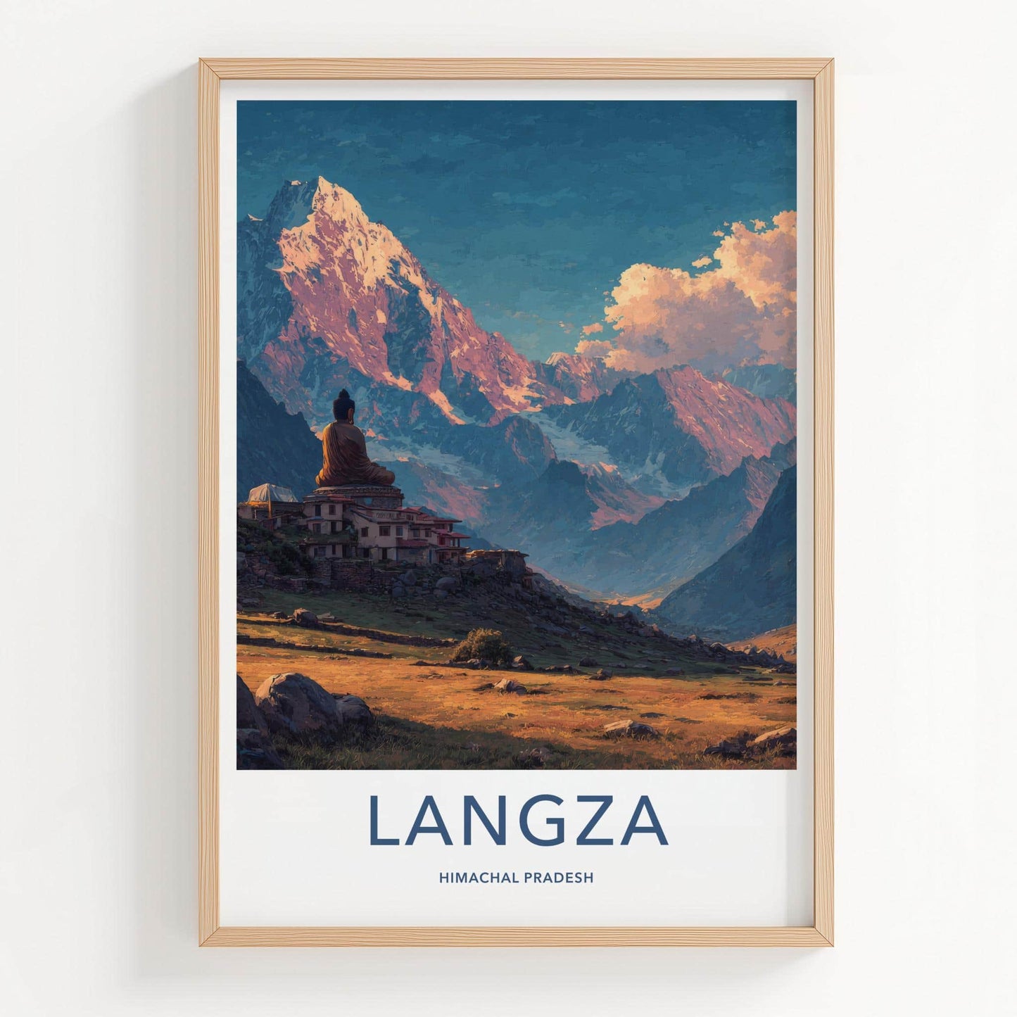 Langza Poster - India Wall Art - Himachal Pradesh Buddha Temple Peaks Gift