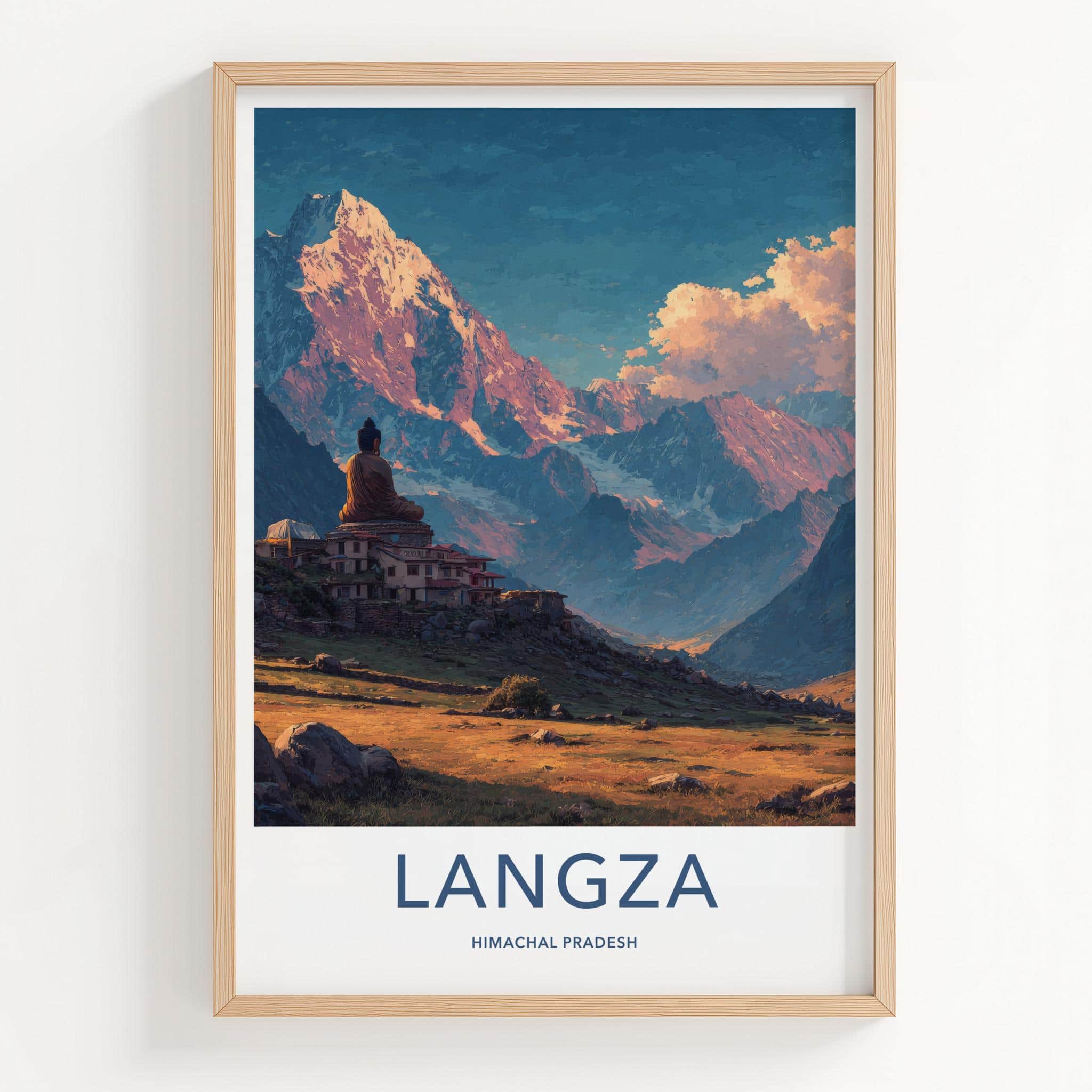 Langza Poster - India Wall Art - Himachal Pradesh Buddha Temple Peaks Gift