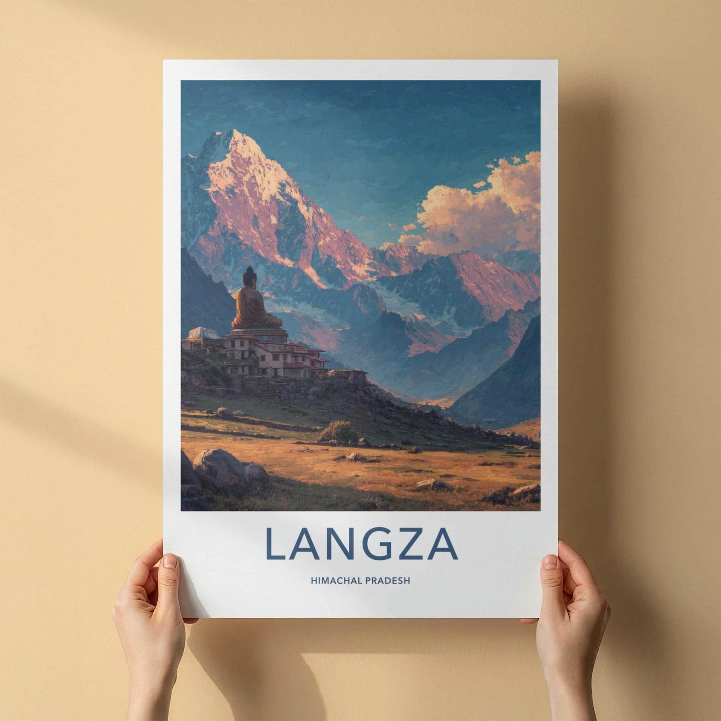 Langza Poster - India Wall Art - Himachal Pradesh Buddha Temple Peaks Gift