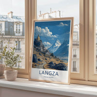 Langza Poster - India Wall Art - Himachal Pradesh Stupa Peak Village Home Art