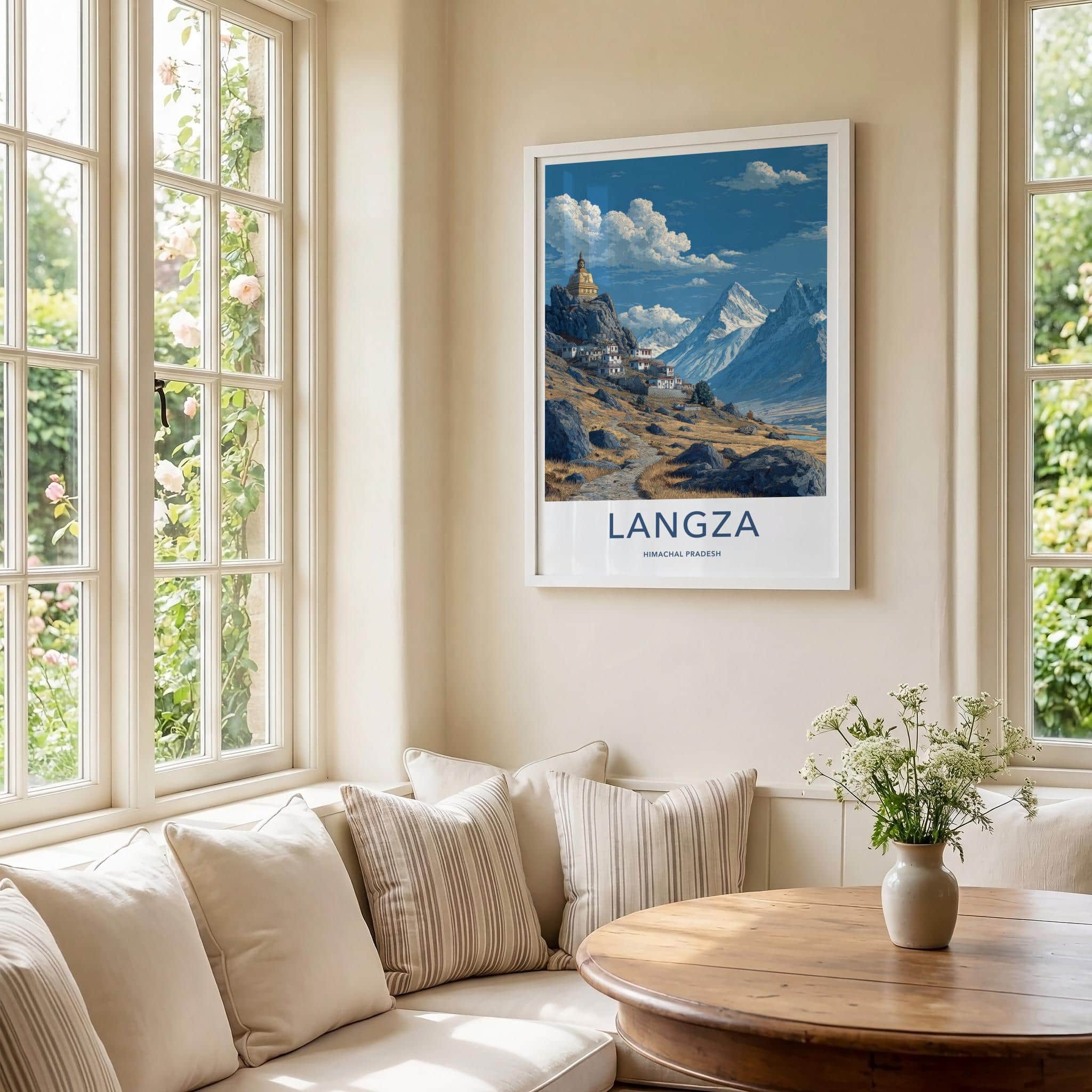 Langza Poster - India Wall Art - Himachal Pradesh Stupa Peak Village Home Art