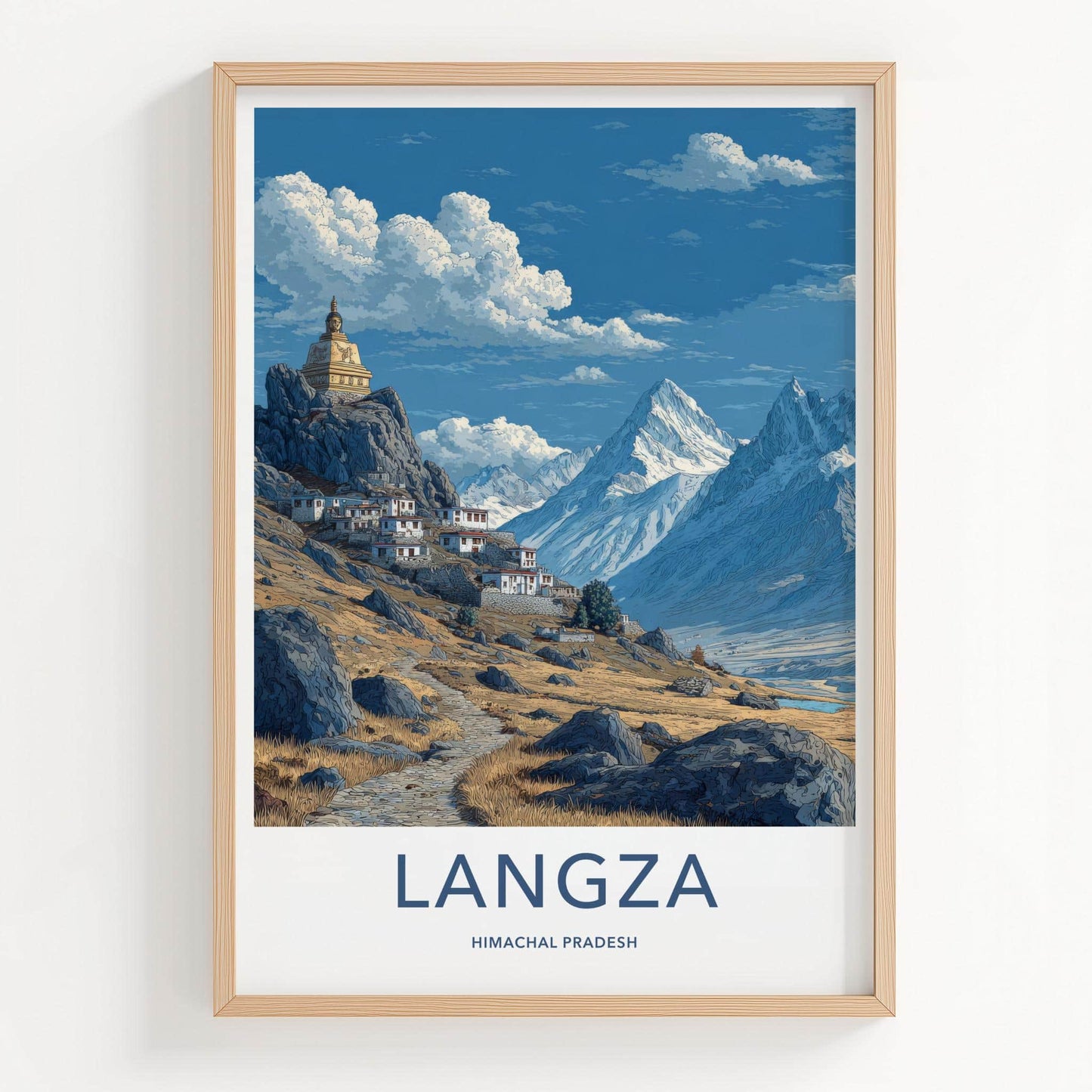 Langza Poster - India Wall Art - Himachal Pradesh Stupa Peak Village Home Art