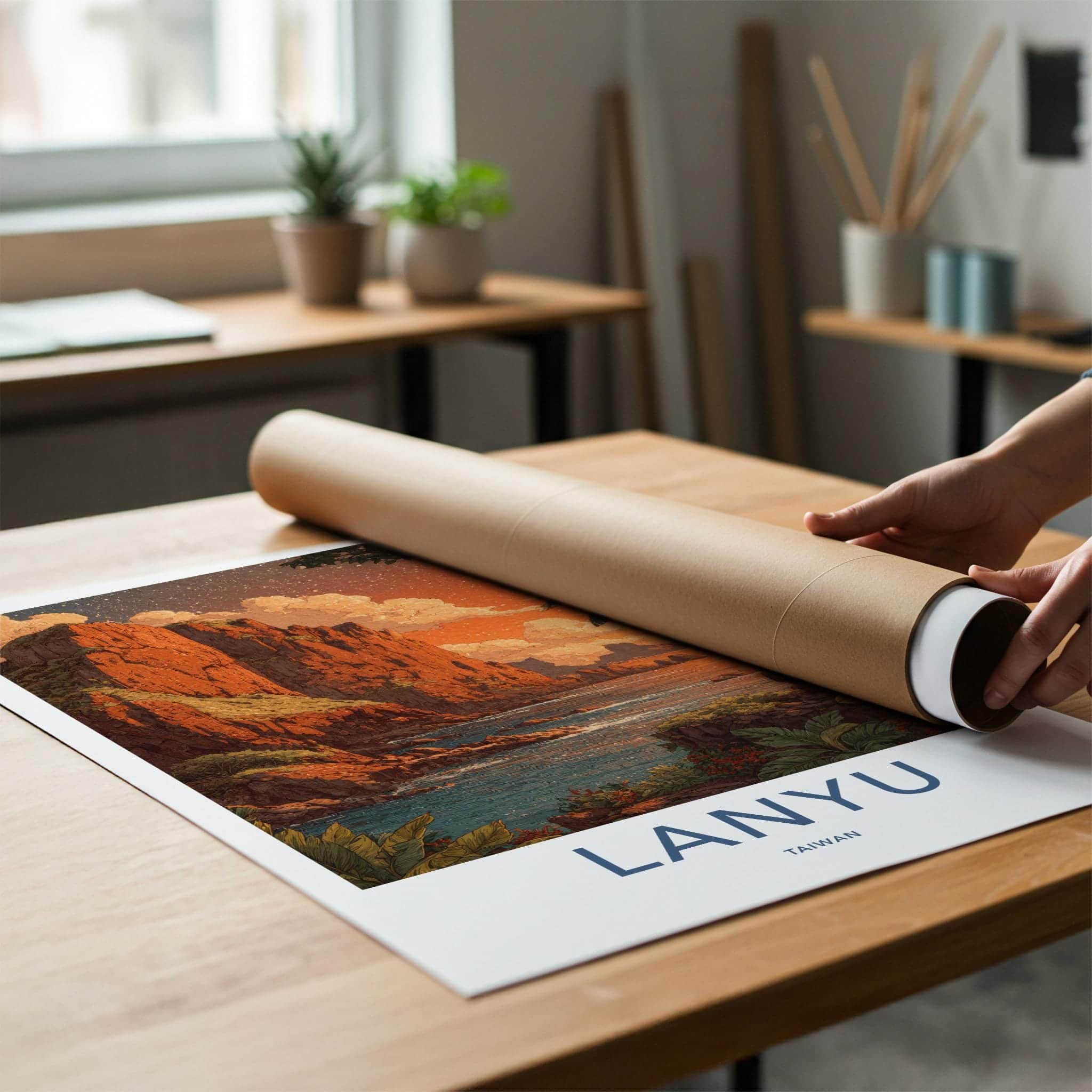 Lanyu Poster - Taiwan Travel Art - Red Cliffs Ocean Home Decor