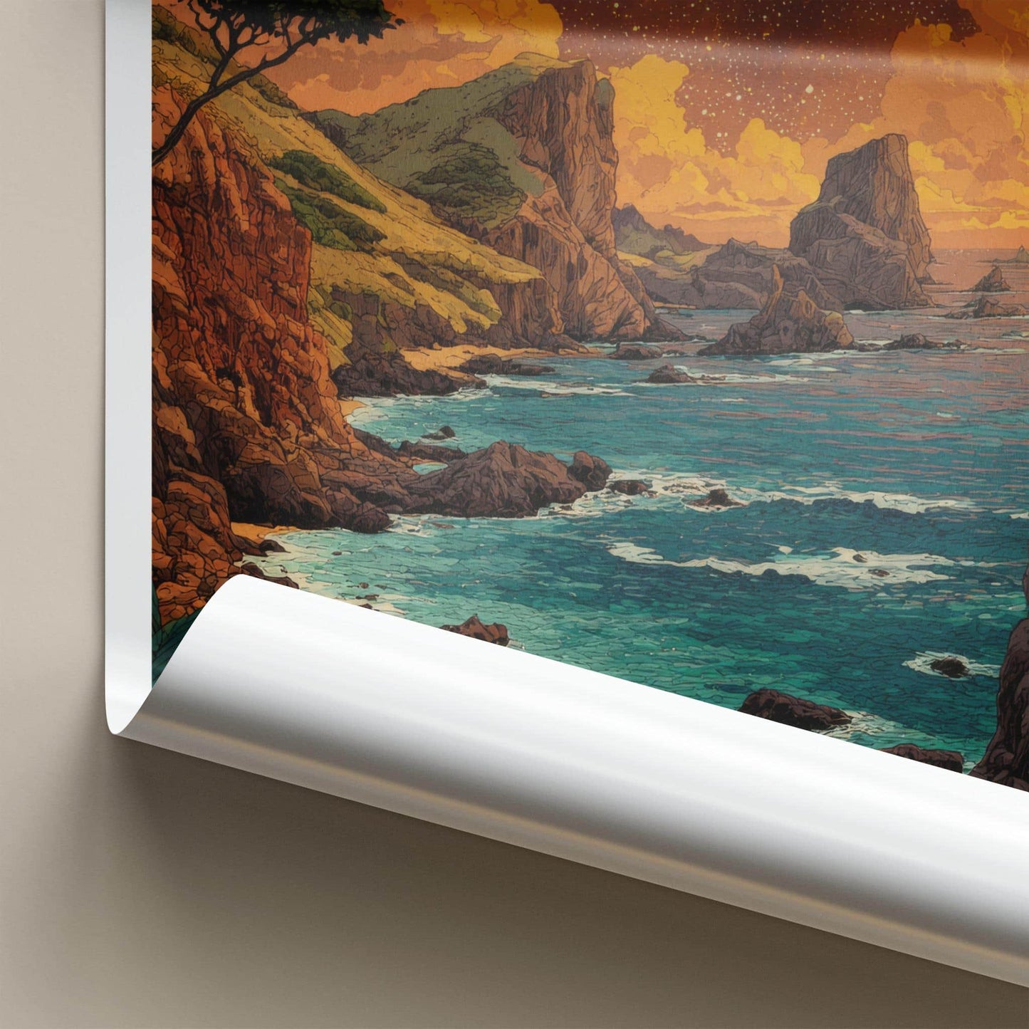 Lanyu Poster - Taiwan Travel Art - Starlit Coastal Rocks Home Decor