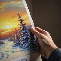 Lapland Poster - Finland Wall Art - Snowy Forest Sunset Home Decor
