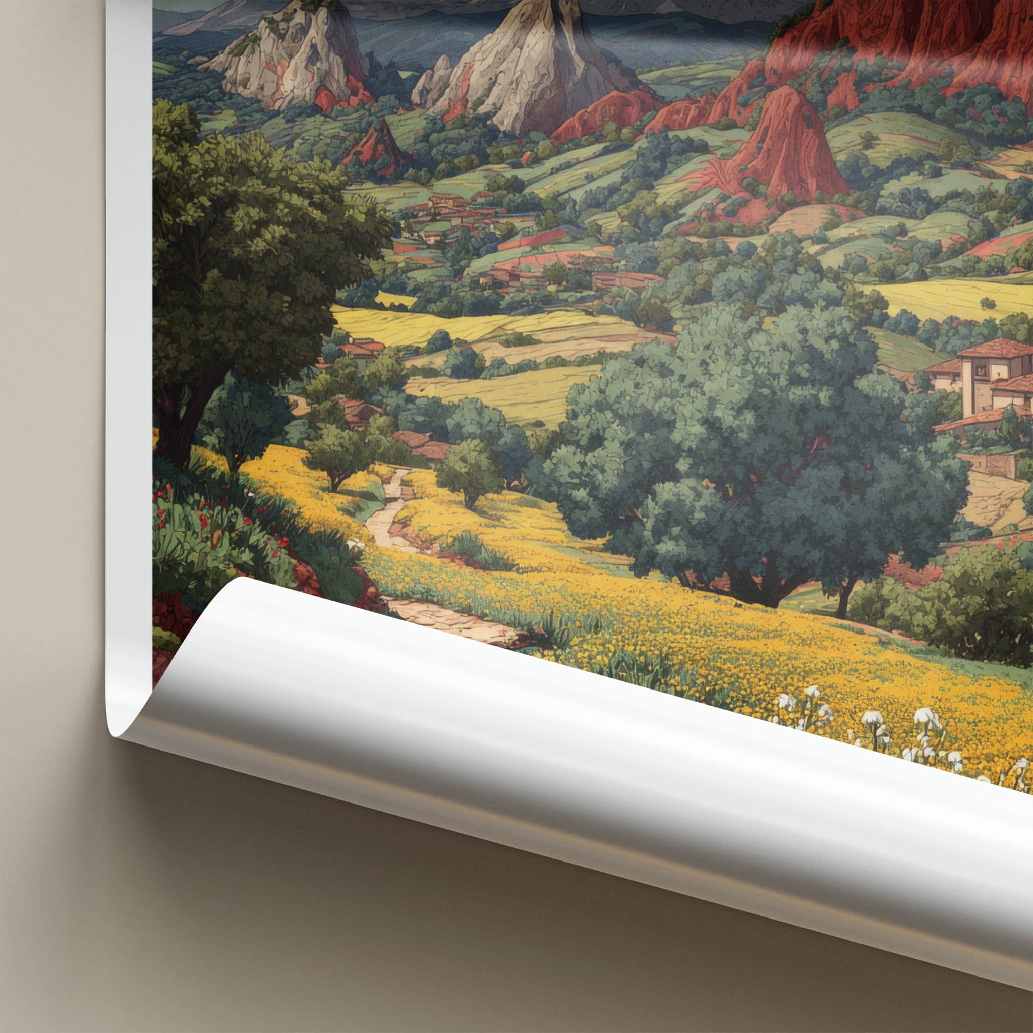 Las Medulas Poster - Spain Terraced Hillsides Art Print Home Decor