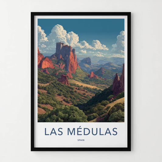 Las Medulas Poster - Spain Travel Art - Red Rock Home Decor