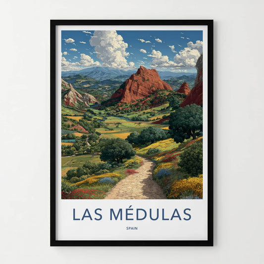 Las Medulas Poster - Spain Travel Art - Winding Path Flowers Home Decor