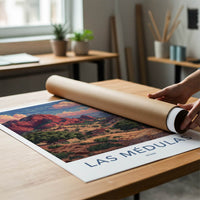Las Medulas Poster - Spain Travel Print - Red Mountains Town Gallery Art