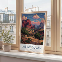 Las Medulas Poster - Spain Travel Print - Red Mountains Town Gallery Art