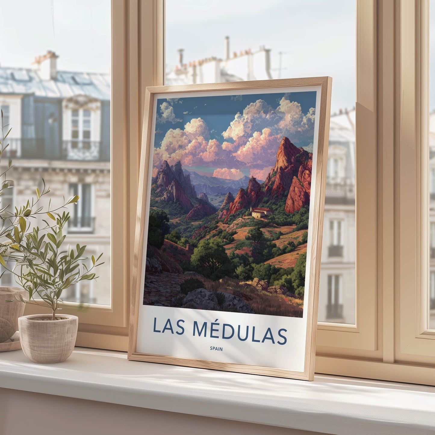 Las Medulas Poster Spain Travel Print Red Peaks Home Decor