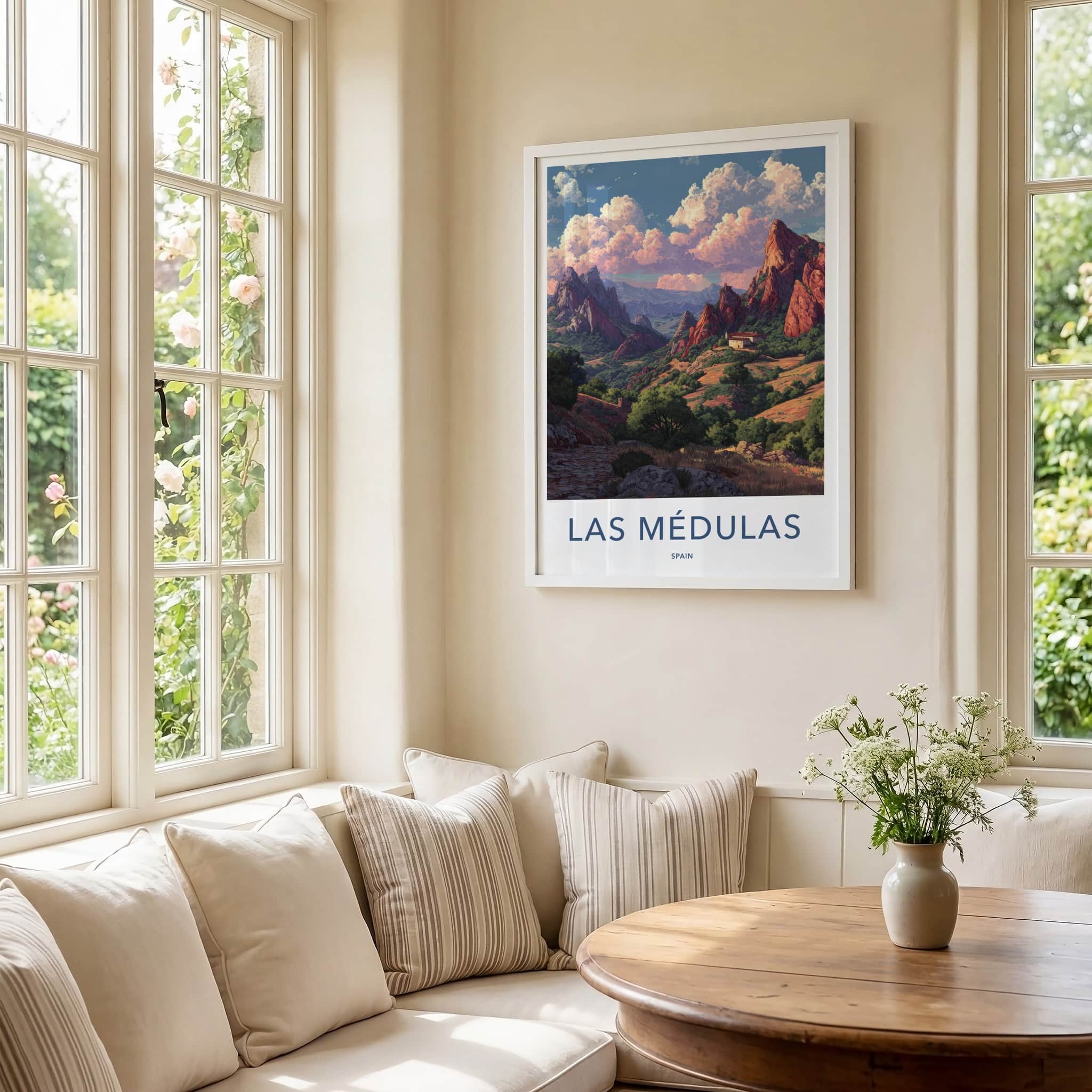 Las Medulas Poster Spain Travel Print Red Peaks Home Decor