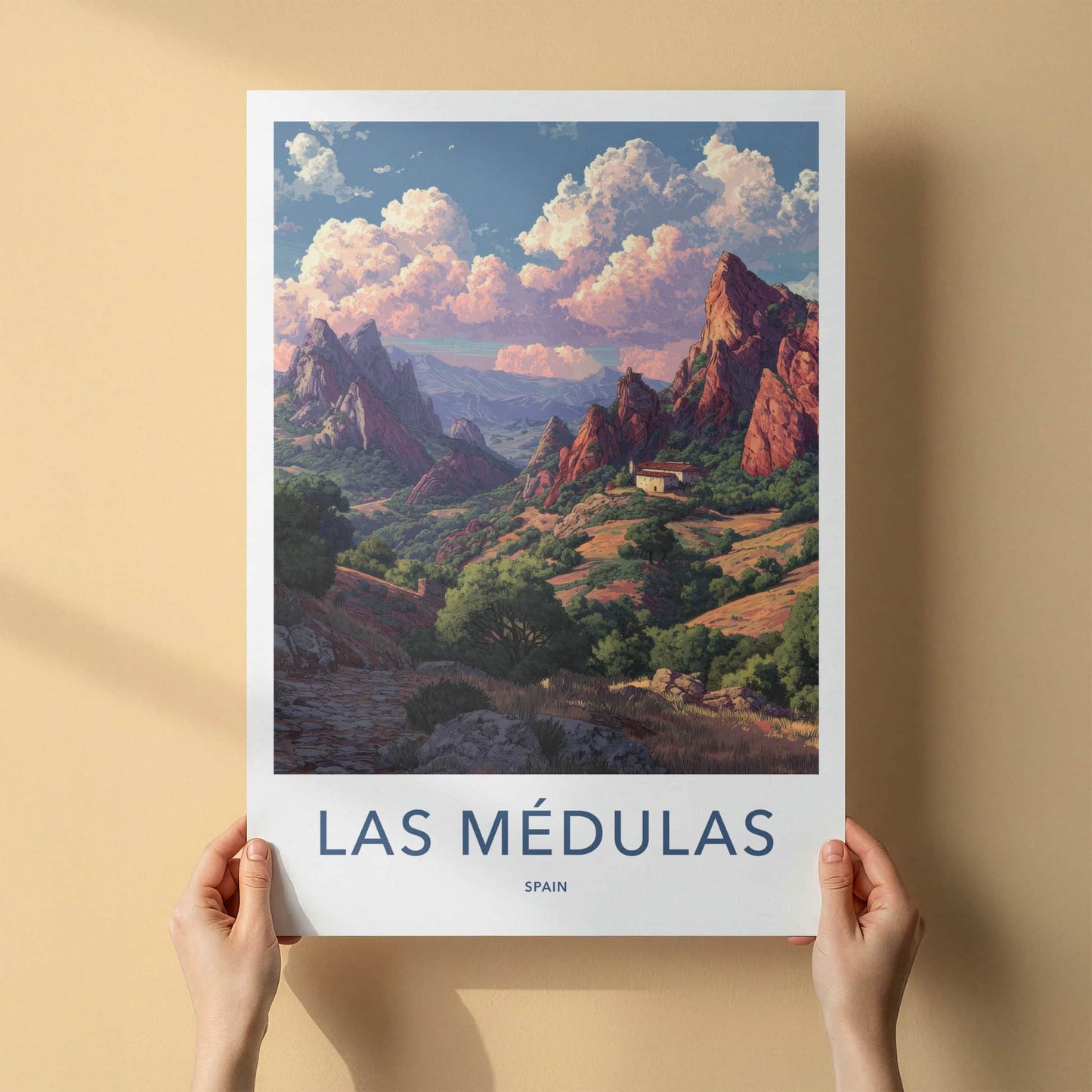 Las Medulas Poster Spain Travel Print Red Peaks Home Decor