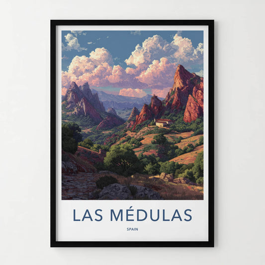 Las Medulas Poster Spain Travel Print Red Peaks Home Decor