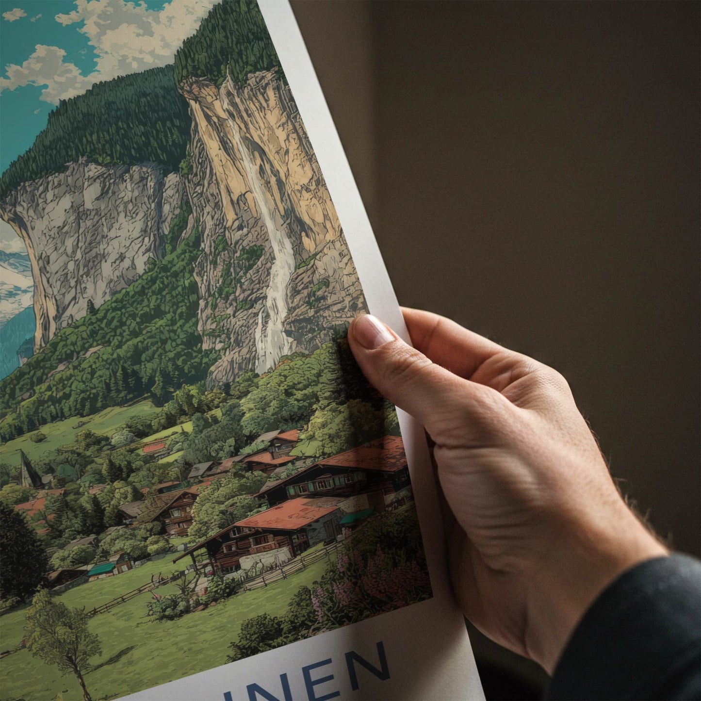 Lauterbrunnen Poster - Switzerland Framed Art - Mountain Valley Village Framed Decor