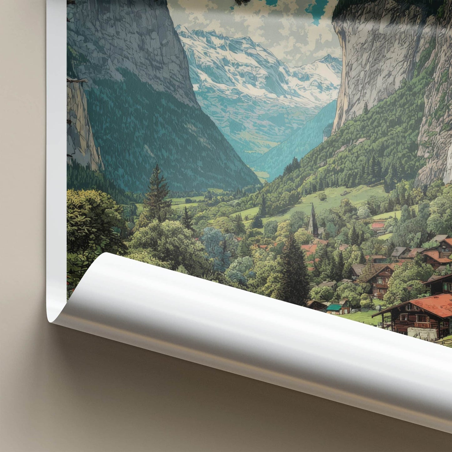 Lauterbrunnen Poster - Switzerland Framed Art - Mountain Valley Village Framed Decor