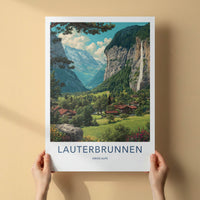 Lauterbrunnen Poster - Switzerland Framed Art - Valley Village Waterfall Gallery Art