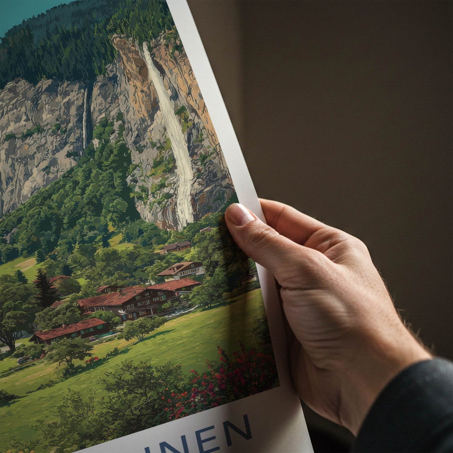 Lauterbrunnen Poster - Switzerland Framed Art - Valley Village Waterfall Gallery Art