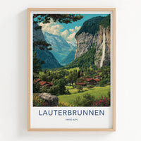 Lauterbrunnen Poster - Switzerland Framed Art - Valley Village Waterfall Gallery Art