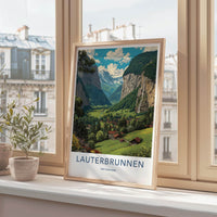 Lauterbrunnen Poster - Switzerland Travel Print - Scenic Valley Village Home Decor