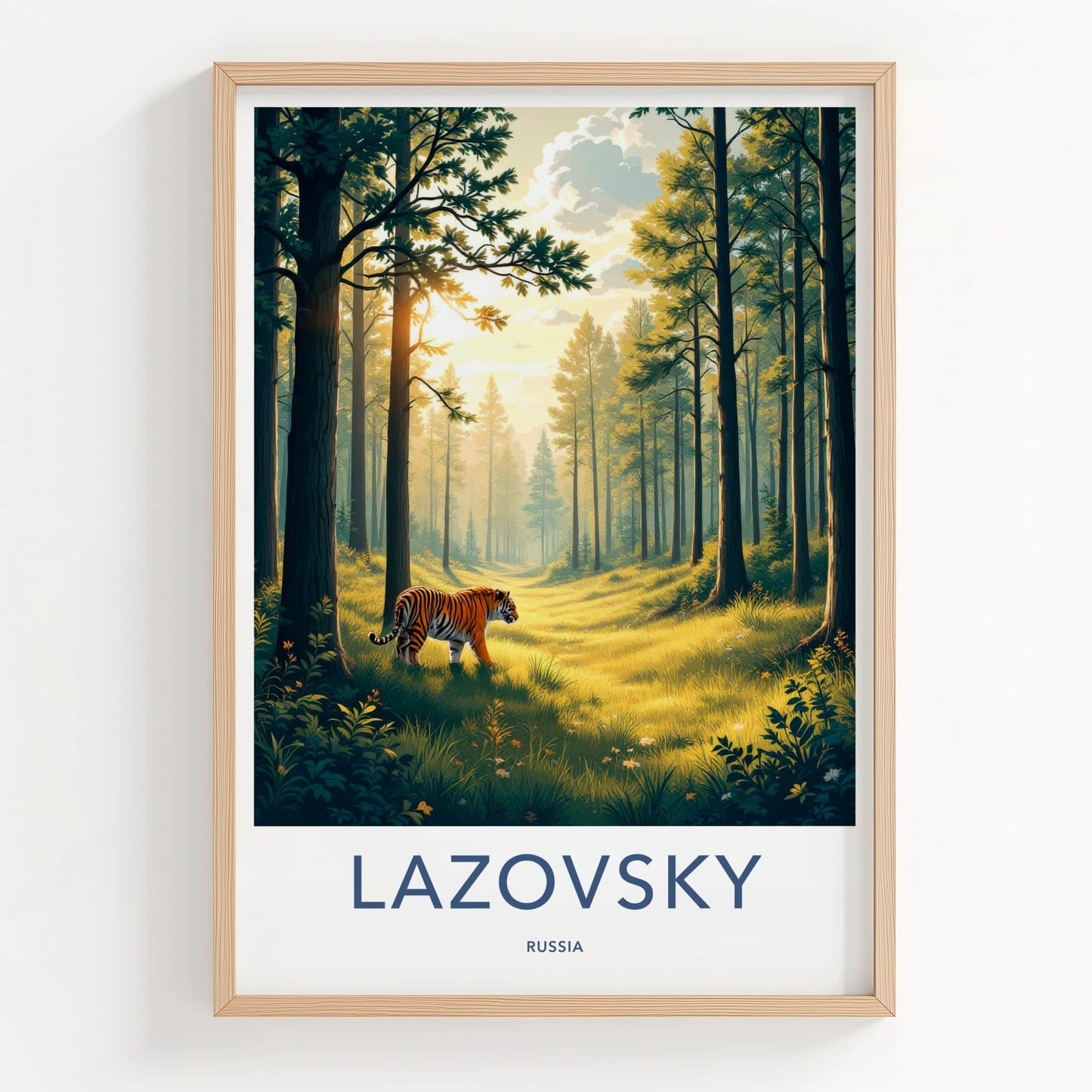 Lazovsky Poster - Russia Travel Art - Forest Sunlit Tiger Home Decor
