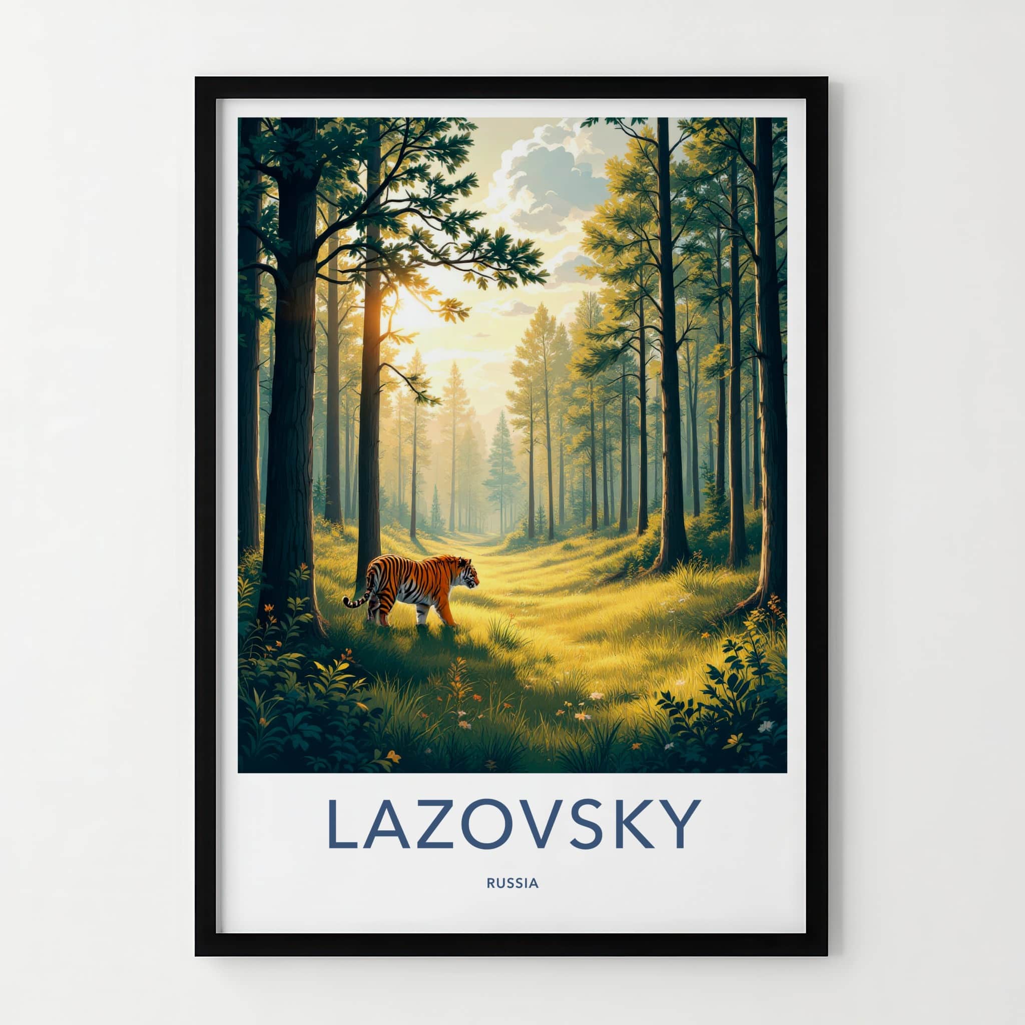 Lazovsky Poster - Russia Travel Art - Forest Sunlit Tiger Home Decor