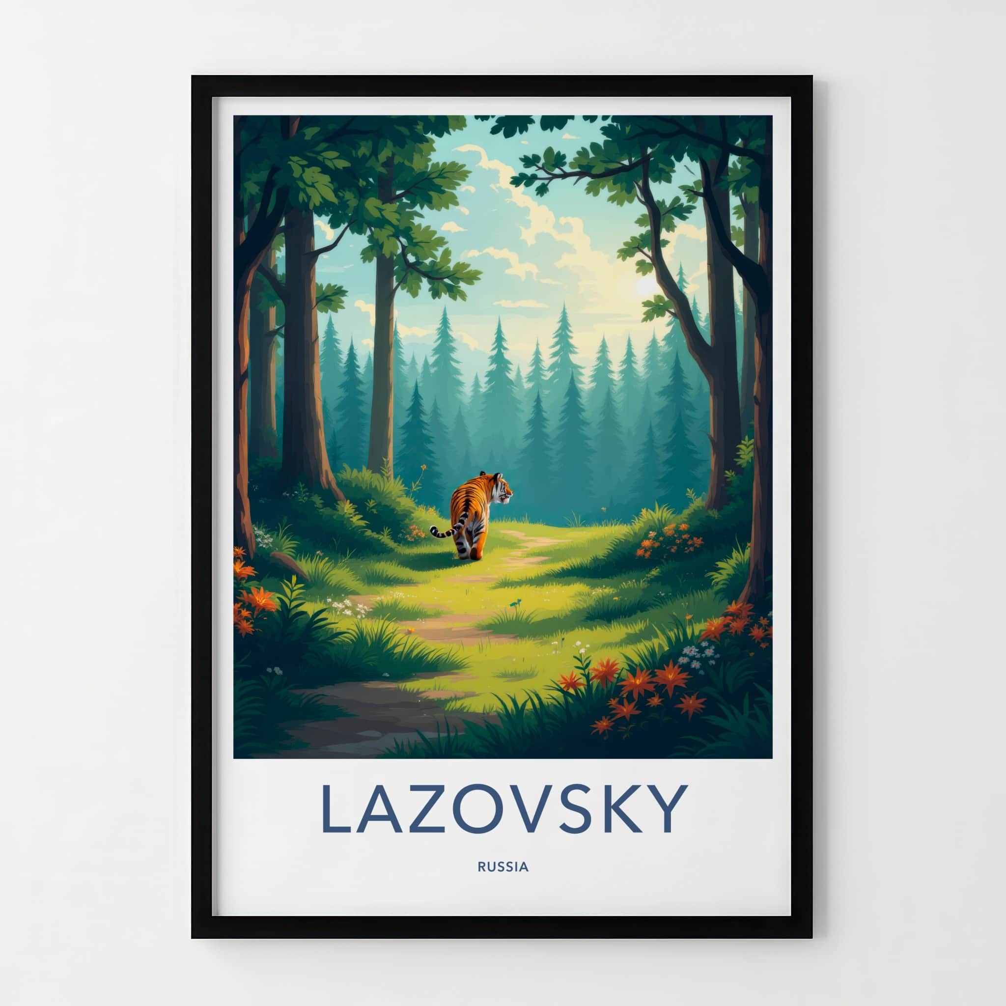 LAZOVSKY Poster - Russia Travel Art - Wild Forest Tiger Home Decor