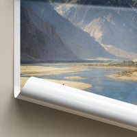 Ldumra Poster - India Travel Art - Ladakh River Camel Mountains Wall Decor