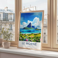 LE MORNE Poster - MAURITIUS Travel Art - Dramatic Peak Ocean Home Decor