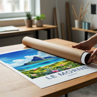 LE MORNE Poster - MAURITIUS Travel Art - Dramatic Peak Ocean Home Decor