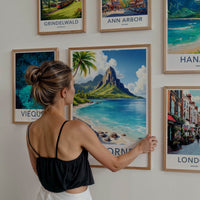 Le Morne Poster - Mauritius Travel Art - Tropical Mountain Lagoon Home Decor