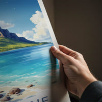 Le Morne Poster - Mauritius Travel Art - Tropical Mountain Lagoon Home Decor