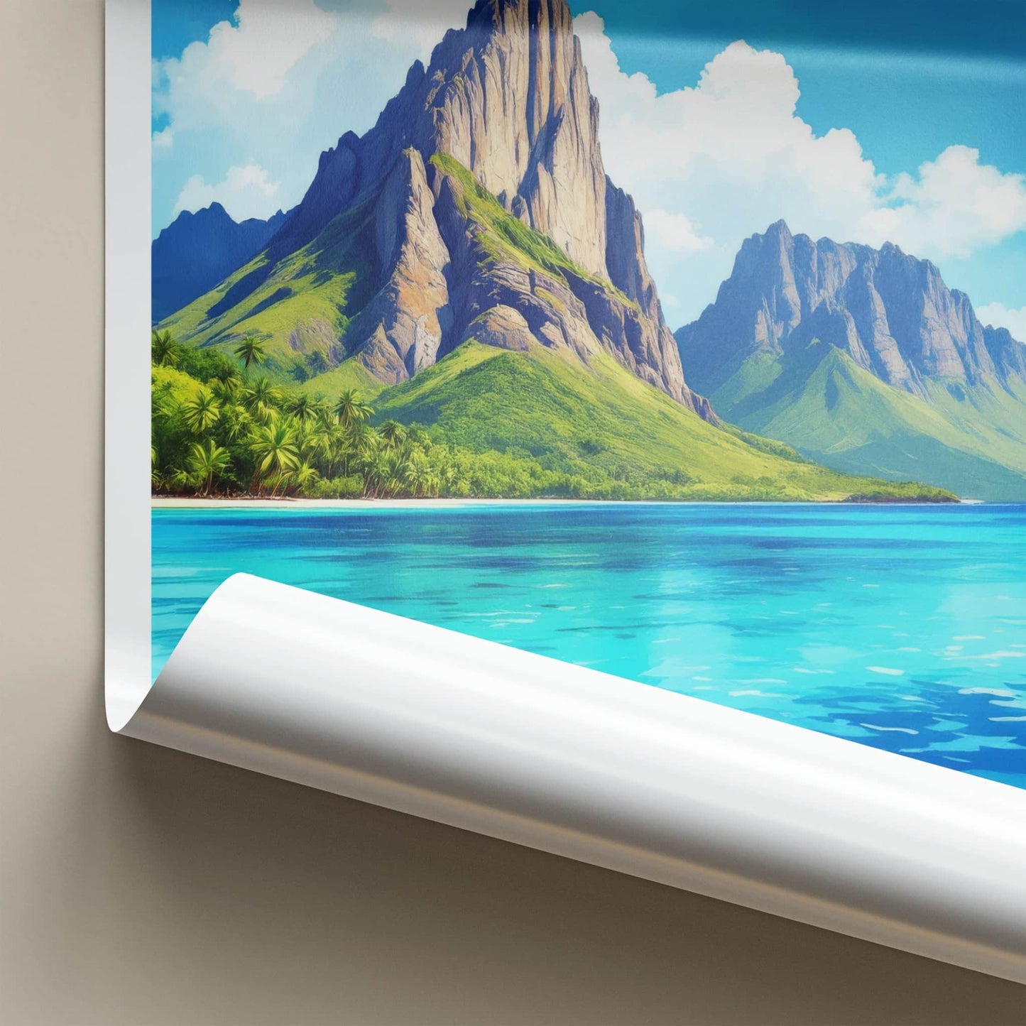 Le Morne Poster - Mauritius Travel Print - Iconic Peak Turquoise Ocean Home Decor