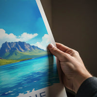 Le Morne Poster - Mauritius Travel Print - Iconic Peak Turquoise Ocean Home Decor