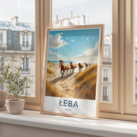 LEBA Poster - Poland Framed Print - Wild Horses Beach Lounge Decor