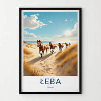 LEBA Poster - Poland Framed Print - Wild Horses Beach Lounge Decor