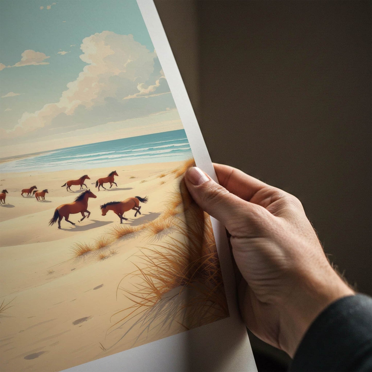 Leba Poster - Poland Travel Art - Wild Horses Beach Home Decor