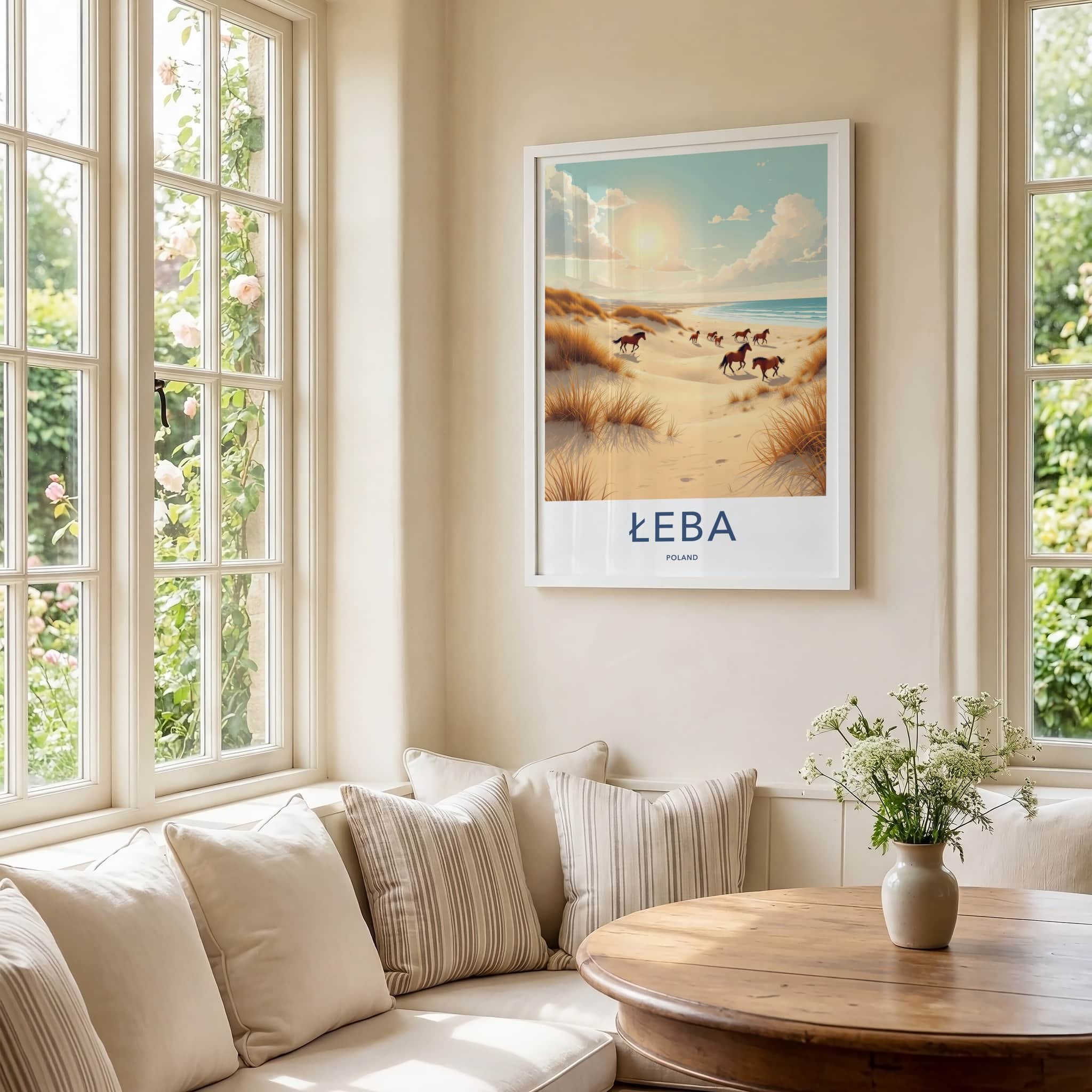 Leba Poster - Poland Travel Art - Wild Horses Beach Home Decor