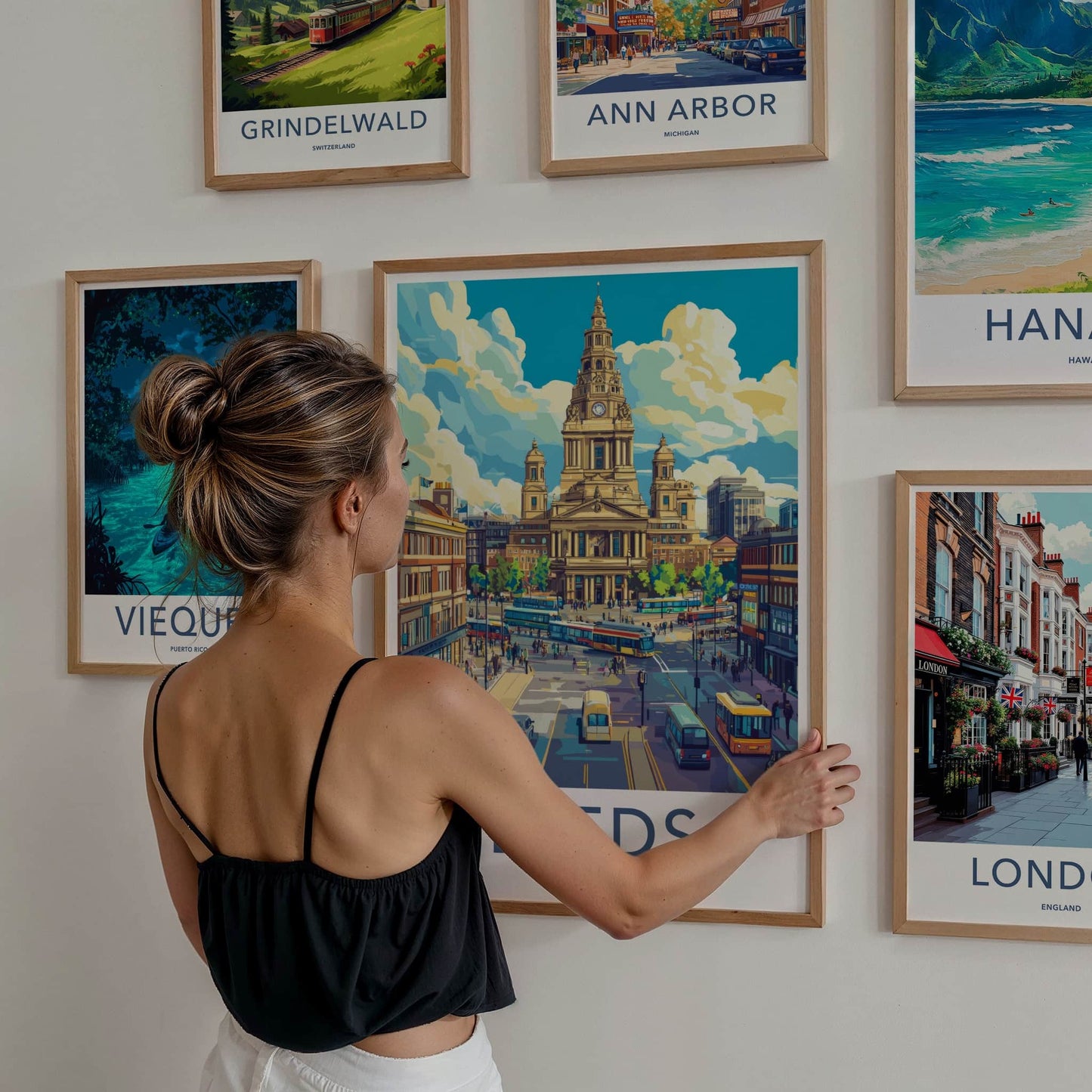 Leeds Poster - England Travel Art - Bustling City Street Home Decor