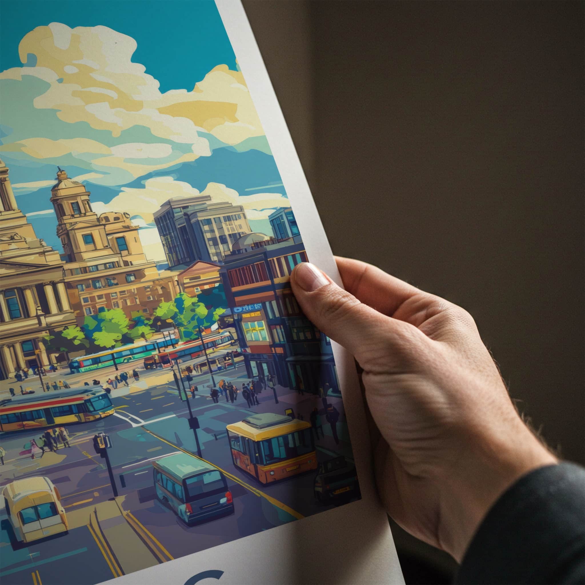 Leeds Poster - England Travel Art - Bustling City Street Home Decor