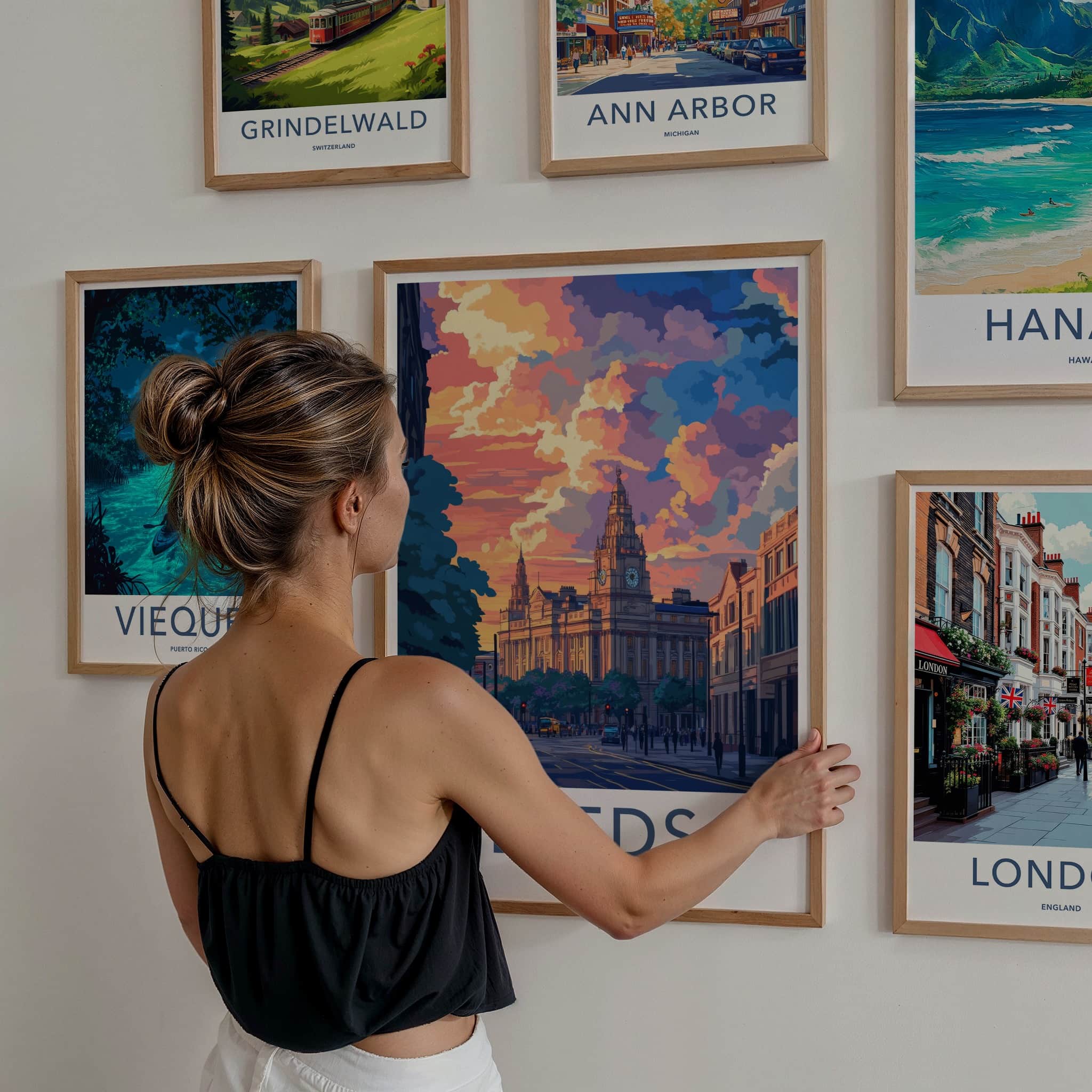 Leeds Poster - England Travel Art - Clock Tower Cityscape Home Decor
