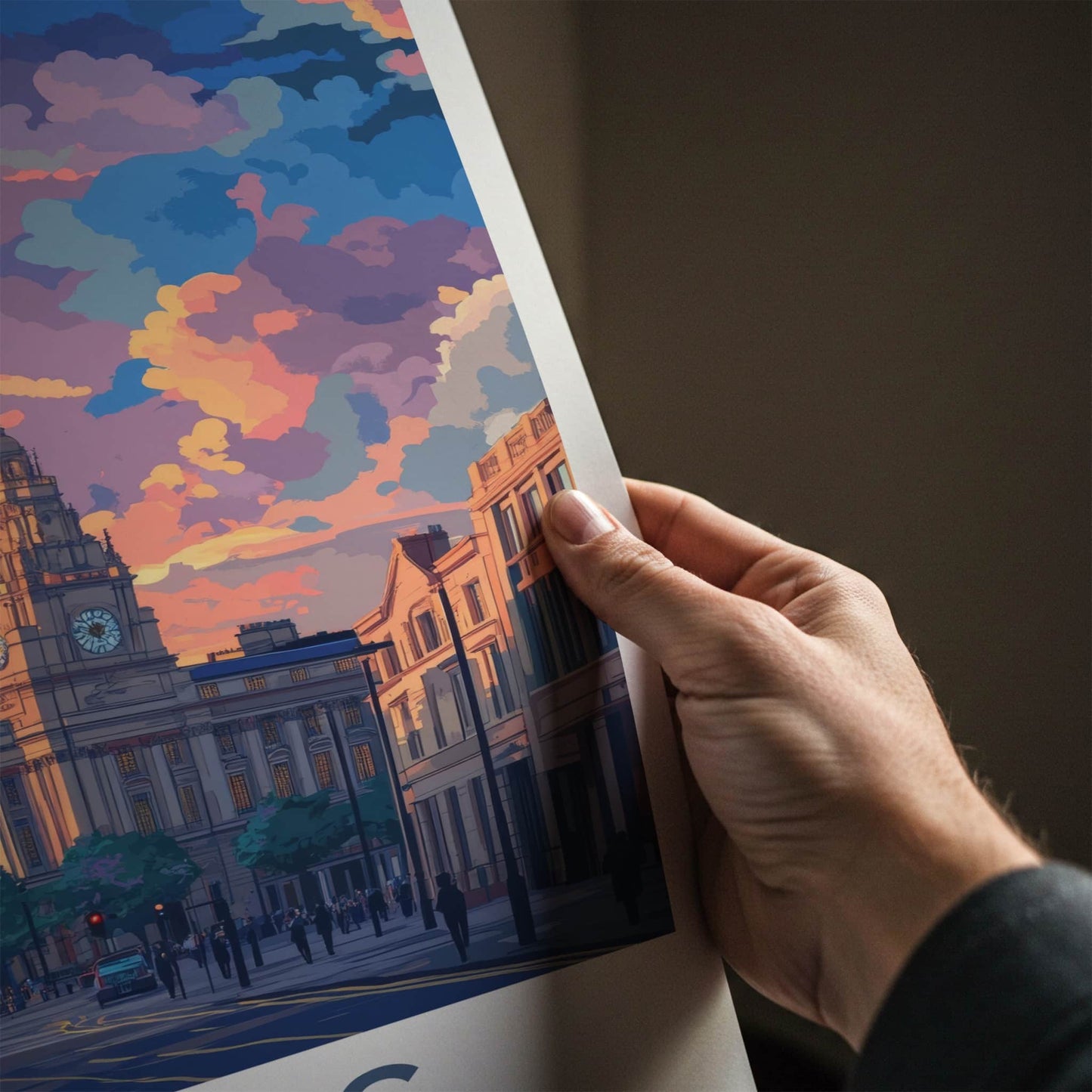 Leeds Poster - England Travel Art - Clock Tower Cityscape Home Decor