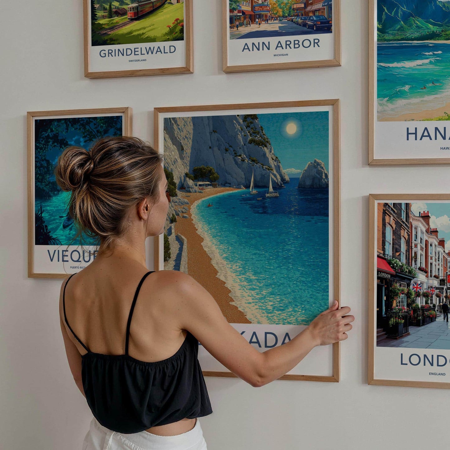 Lefkada Poster - Greece Travel Art - White Cliffs Beach Wall Decor