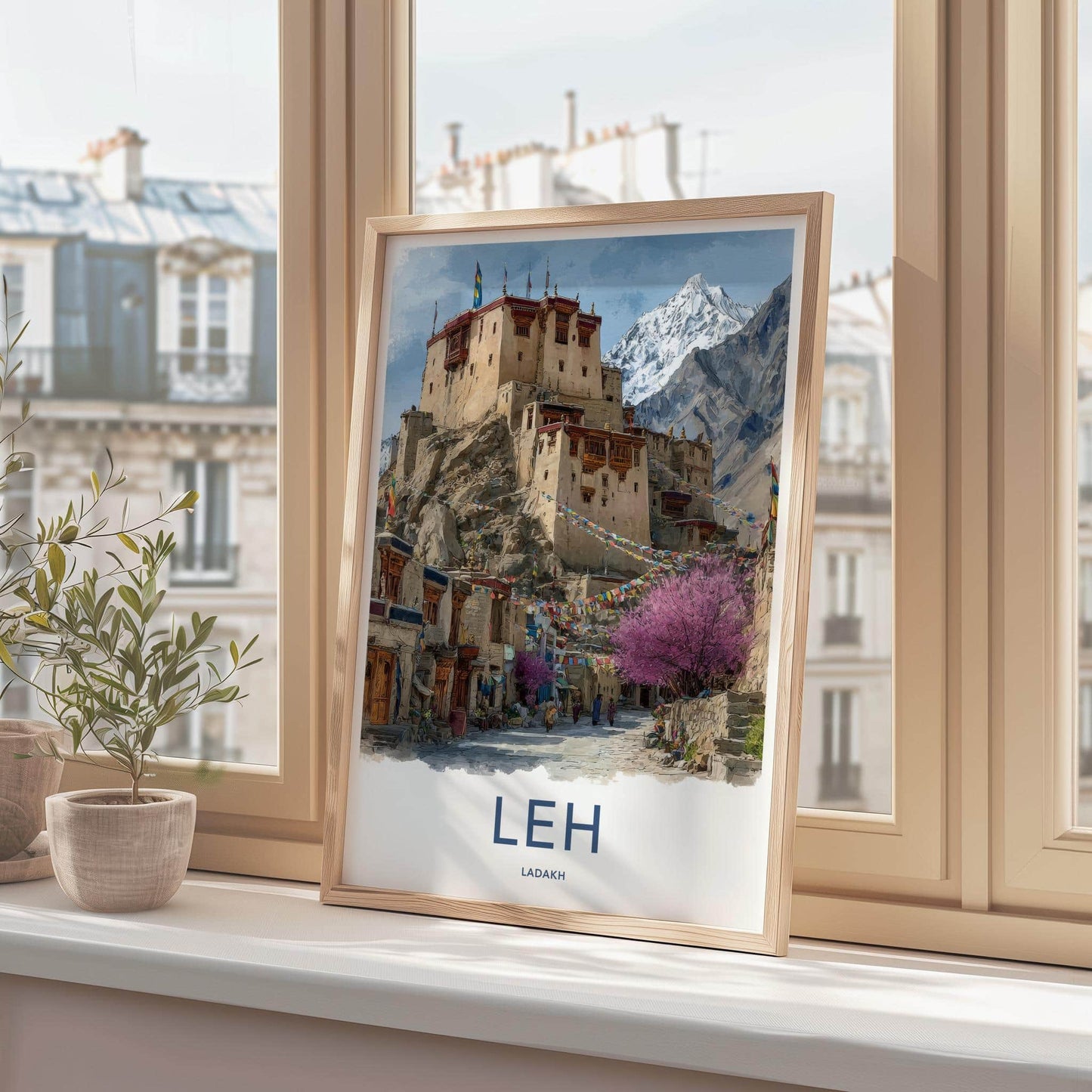 LEH Poster - India Framed Print - Ladakh Palace Village Framed Decor
