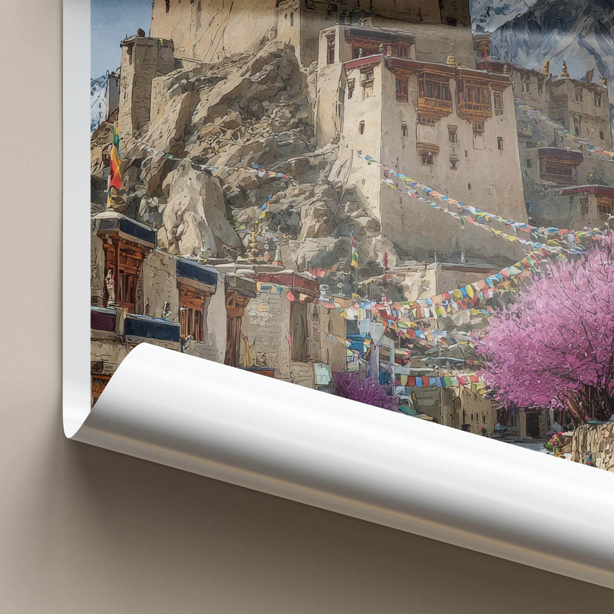 LEH Poster - India Framed Print - Ladakh Palace Village Framed Decor