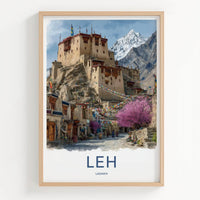 LEH Poster - India Framed Print - Ladakh Palace Village Framed Decor