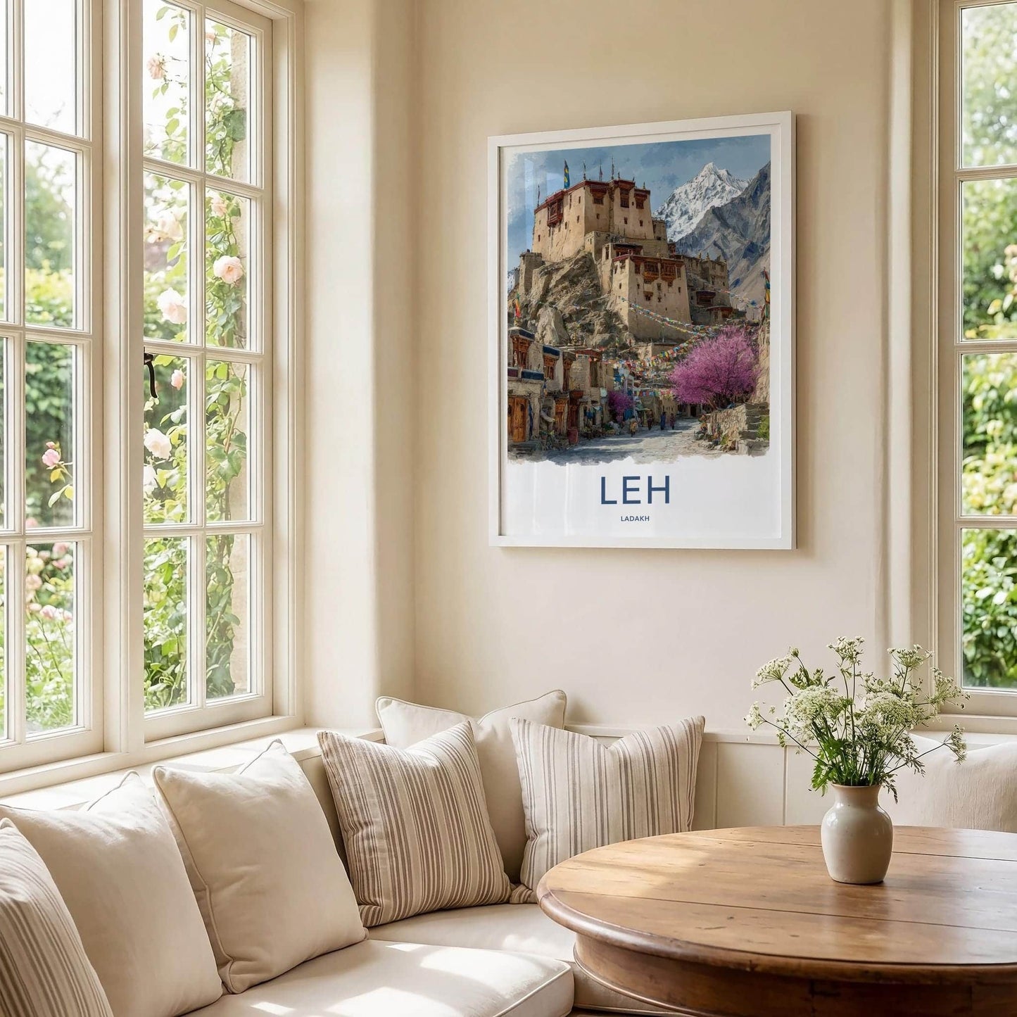 LEH Poster - India Framed Print - Ladakh Palace Village Framed Decor