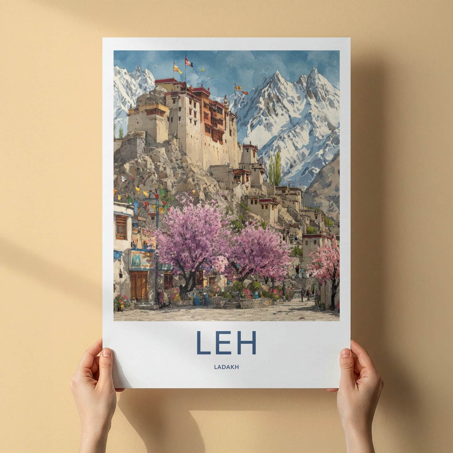 Leh Poster - India Travel Print - Palace Himalayan Mountains Home Decor