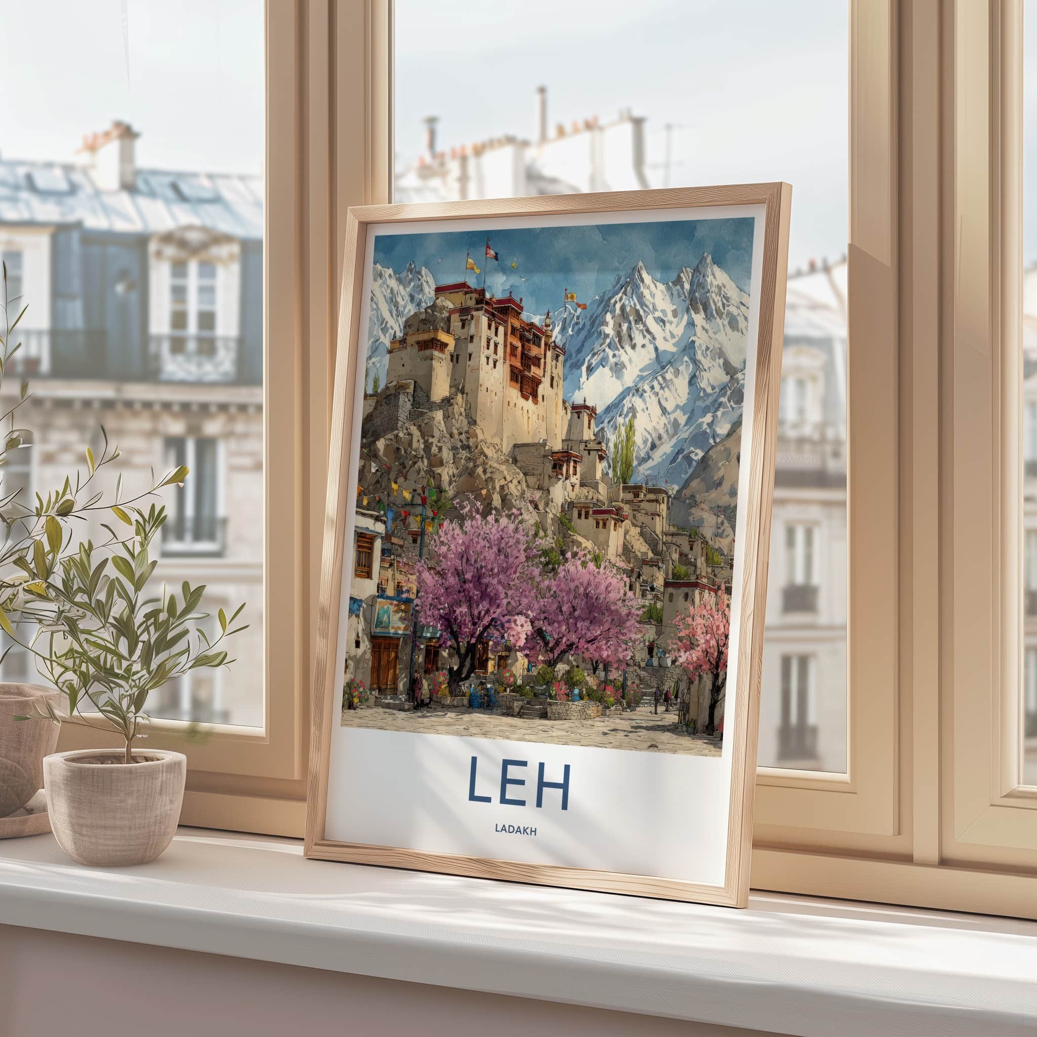 Leh Poster - India Travel Print - Palace Himalayan Mountains Home Decor