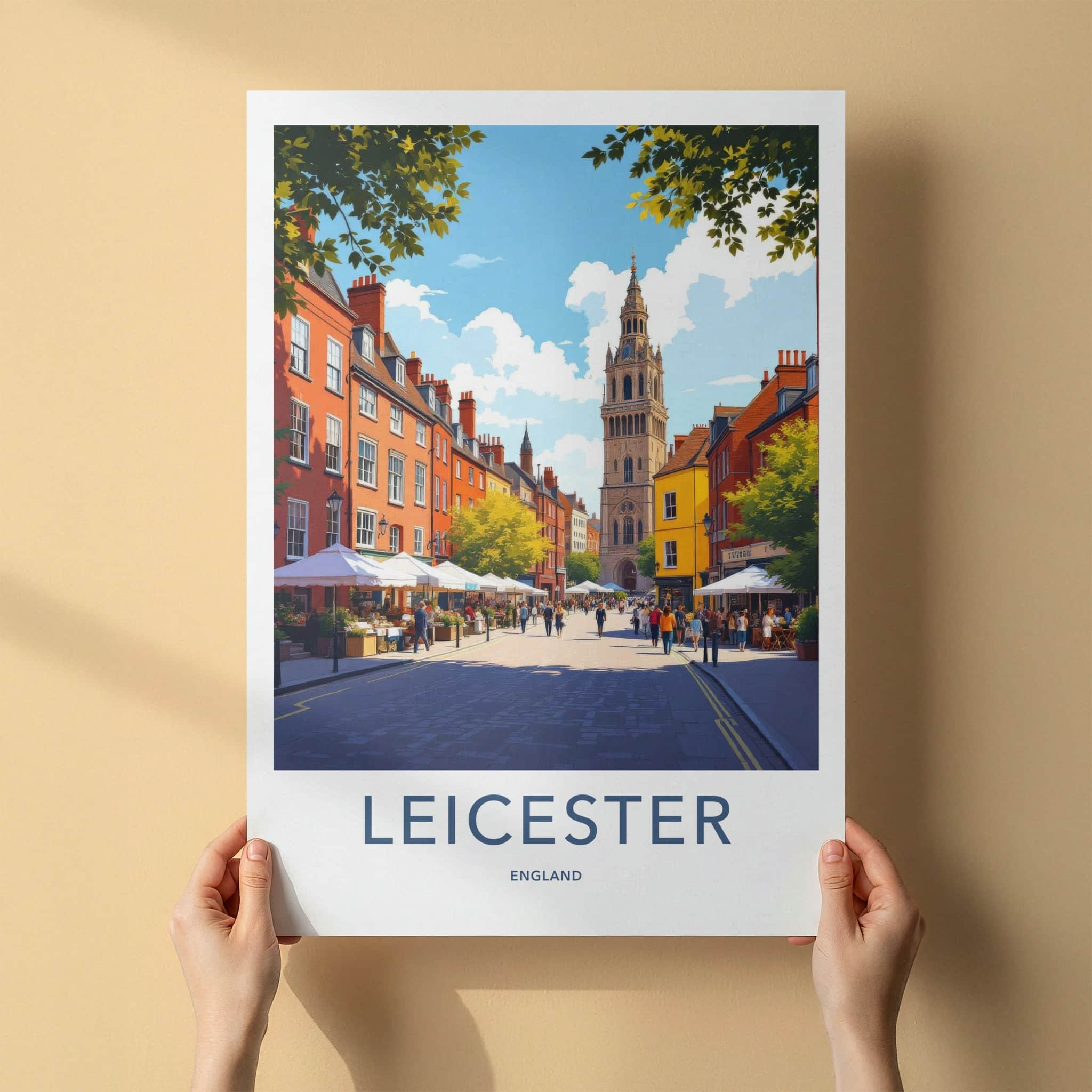 Leicester Poster - England Travel Art - Market Street Tower Home Decor